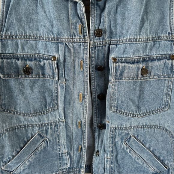 Vintage Solutions! Original Denim Jean Vest Corduroy Collar, Sz Small - Picture 4 of 16